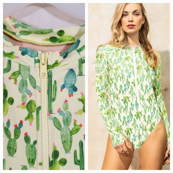 Mott50 Other - Mott50 SPF+ Cactus Rashguard Premium Swimsuit
